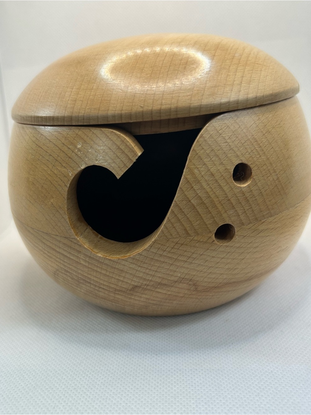 K+C Wooden Yarn Bowl Lid Natural Beech Wood Made in India